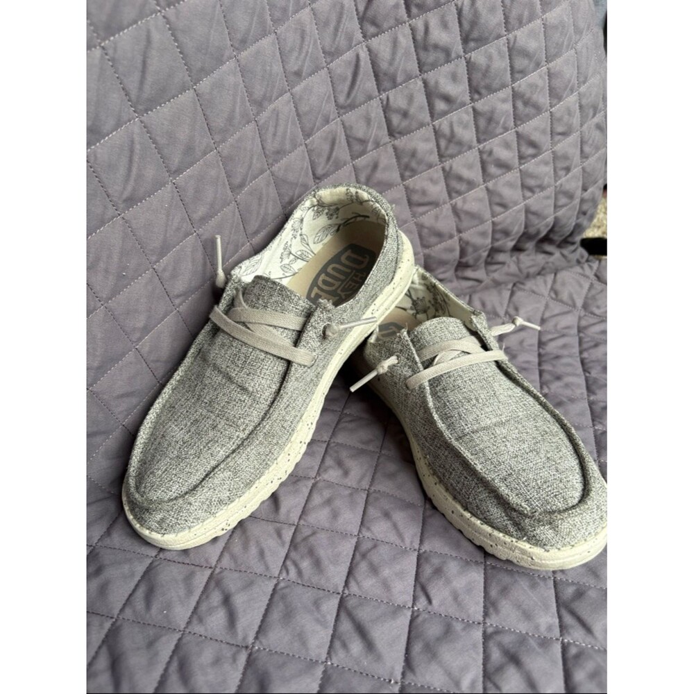 Hey Dude Iron Gray Wendy Blend Linen Slip-On Loafers/Low Top Moccasin Women's 7